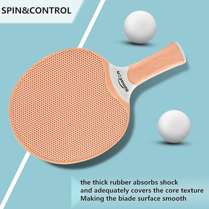 Senston Table Tennis Rackets Set,Professional Ping Pong Paddle Set for 4 Players, Composite Rubber Table Tennis Paddles, Indoor or Outdoor Games.
