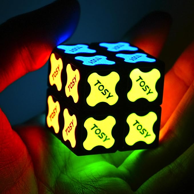 TOSY Magnet Cube 2x2 - 8 Blocks, 2 in 1 Toy: 2x2x2 Puzzle Cube and Customizable Infinity Cube, Glowing, UV Flashlight, Fidget/STEM/STEAM Magnet Tiles Birthday Gift for Kids/Teens/Adults, 4-Pack