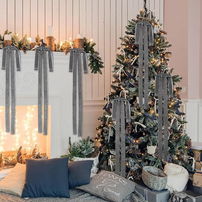 15 Yards Velvet Ribbon 1-1/2 Inch Single Face Grey Velvet Ribbon Spool Prefect for Wedding, Ribbons for Gift Wrapping, Christmas Tree Ornaments Wreath Hair Bows, Ribbons for Crafts