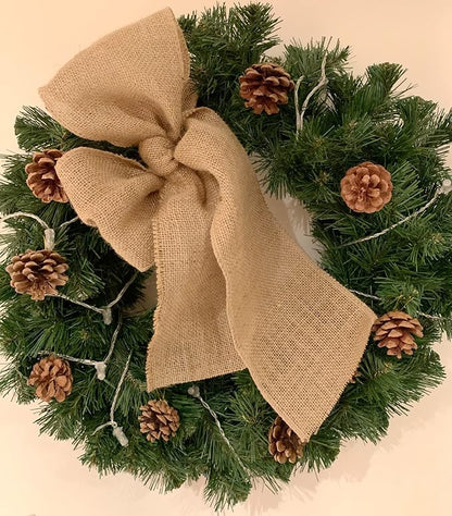 KINJOEK 5 Inch Wide 11 Yards Burlap Ribbon, Natural Jute Fabric Ribbon Crafts Ribbon for Christmas Wedding Gifts Burlap Fabric DIY for Decoration