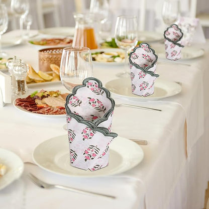 Embroidery Napkins Kitchen Towels Table Decor Table Linen Cotton Napkins Cloth Napkins Set of 4-20"x 20" Block Print Napkins Dinner Napkins Gifts for her Gifts for mom