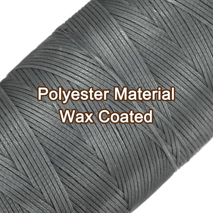 uxcell 150D 0.8mm Flat Waxed Thread 284 Yards Polyester Leather Sewing Waxed String Hand Stitching Cord for Leather Stitching Sewing Bookbinding DIY Craft Silver Gray