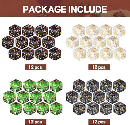 Sumind 48 Pcs Magic Life Counter Dice -1/+1 Counters Commander Buff Tokens 6 Sided Dice Loyalty Life Gifts Compatible with MTG CCG TCG Cards Gaming Accessory (Composite Style)