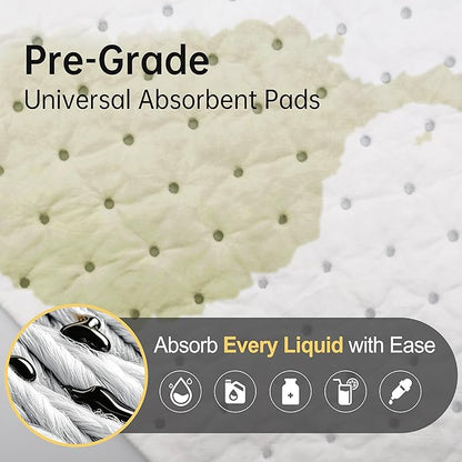AAwipes Oil Absorbent Pads Garage Accessories Oil Spill Control Oil Absorbing Sheets for Garage, Car, Truck, Motorcycle White 100 Pack 9.8" X 13" OW1013-100