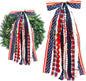 Large Patriotic Star Ribbon Bow for Wreath, Red White Buffalo Plaid Fabric Ribbons Set Assorted Lace Ribbon 4th of July Clip-On Wreath Sash Ribbons Bundle for Patriotic Indoor Outdoor Decor