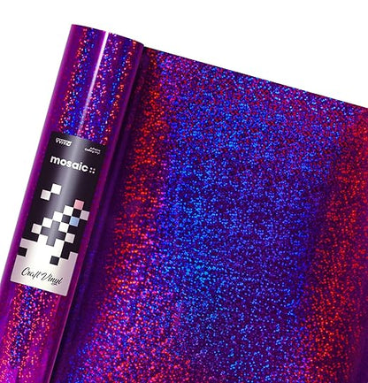 VViViD Mosaic+ Glitter Holographic Crafting Vinyl, 3ft x 1ft, 7 Color Bundle, with Transfer Paper