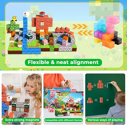 200PCS Magnetic Blocks - Forest Magnetic Building Blocks, Stacking Magnets for Kids, Strong Magnets, Sensory Toy for STEM Learning Toys for Kids 3+ Boys and Girls Christmas Birthday Creative Gifts