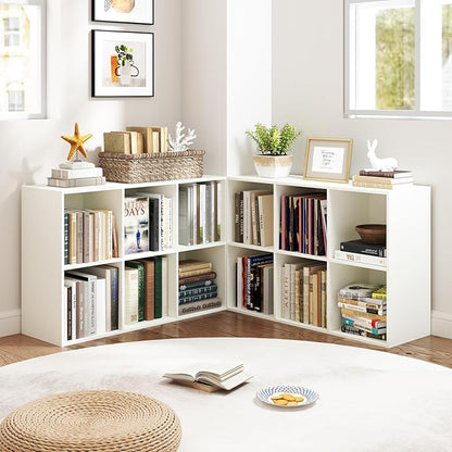 Giantex 6-Cube Bookcase, 3-Tier Cubby Bookshelf, Horizontal Vertical Display Rack with Anti-Tipping Kits, Modern Storage Organizer Shelf Unit for Bedroom, Living Room, Study Room, White