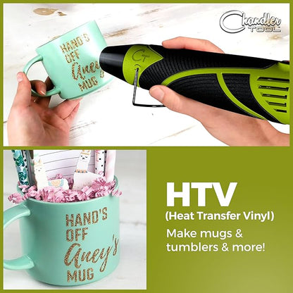 Heat Gun for Crafting, Mini Dual Temp Hot Air Gun Tool for Epoxy Resin, Shrink Wrapping, Vinyl Wrap, Embossing, Electronics, Candle Making, Sublimation, Phone Repair & DIY (Green/Black)