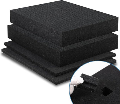 Coengwui Pick and Pluck Foam Inserts, Pre-Cubed Pick Apart Sheets for Crafts Toolbox Game Box Camera Cases Drawer Storage (2Pack 12 x 12 x 2" with 0.4" Bottom Padding)