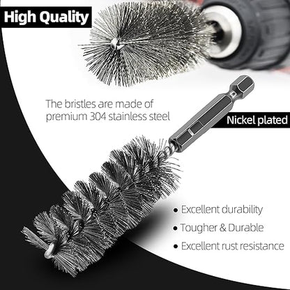 ASNOMY 6Pcs Wire Bore Brush for Drill,1/2” 3/4” 1” Stainless Steel Copper Pipe Cleaner Set for Power Drill Cleaning,Abrasive Drill Wire Brush with 1/4" Hex Shank