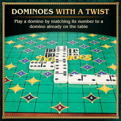 Calliope Games Double Double Dominoes - Mexican Train Domino Board Game With a Twist - Family Game For Game Night -2-4 Players