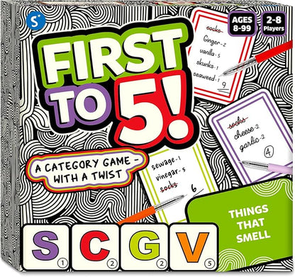 Skillmatics Board & Card Game - First to 5, Category Game with a Twist, Quick Thinking, Perfect for Parties, Christmas, Family Game Nights, Gifts for Kids, Teens, Adults, Ages 8, 9, 10 & Up