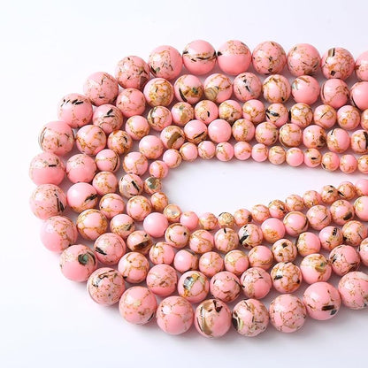 90PCS 4MM Natural Pink Shell Turquoise Beads for Jewelry Making with Mother-of-Pearl Round Loose Beads DIY Bracelet Accessories 15" (4mm, Pink Shell Turquoises)