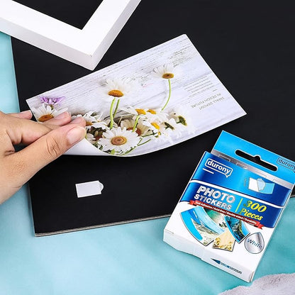 Durony 300 Pieces Photo Sticker White Double-Sided Self Adhesive Photo Tapes for Pictures DIY Photo Album Journal