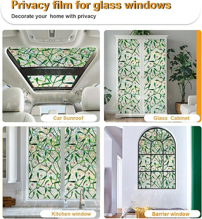 Window Privacy Film Stain Glass Window Film Rainbow Window Film Window clings Non-Adhesive Reusable Decorative for Room (Mistletoe Rainbow, 17.5 x 157.4 in)