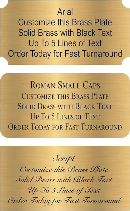 Personalized, Custom Brushed Gold Solid Brass Plate - Sizes 1x3, 1x4, 2x4, 2x6, 2x8, 3x6 - Picture Frame Name Label Art Tag for Frames, with Adhesive Backing - Indoor use only - 10 Tags