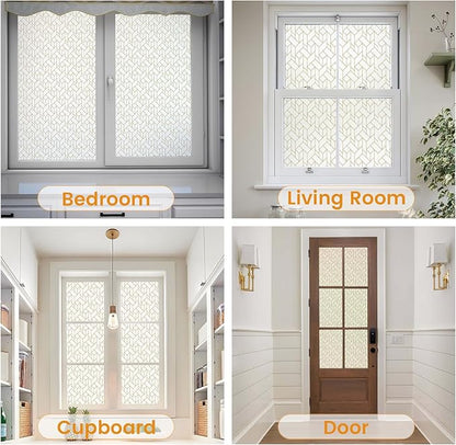 DKTIE Geometric Art Stained Glass Window Film Bathroom Window Privacy Film Frosted Glass Static Clings Non Adhesive with Installation Tools, Modern Home Improvement Style (S120, 17.7'' x 78.7'')