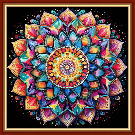 Dooxvey Cross Stitch Kits for Adults Beginners - Full Range of Stamped Kits, 11CT Cross Stitch Patterns - Colorful Mandala, 18x18 inch