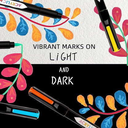 TBC The Best Crafts Acrylic Paint Markers, Big Volume Ink,Waterproof, Non-Toxic, odorless, Suitable for Paper, Pottery, Stones, Backpacks, Glass, Pack of 18