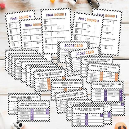 Halloween Party Friendly Feud Game with 2 Answer Buzzers, Team Building Feud Cards for Holiday Game Night Fun Trivia Quiz for Groups Office Class