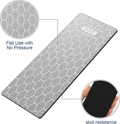 Diamond Sharpening Stone, 5 Pcs Knife Sharpening Stone with Extra Fine/Coarse Plate and Non-slip Base, 400/600/800/1000/1200 Grit