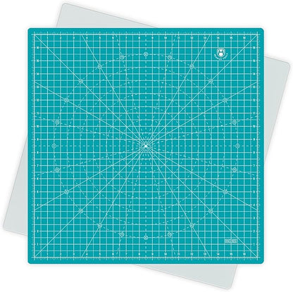 Headley Tools 17"x17" Rotating Cutting Mat, Self Healing Mat with 360-Degree Rotation & Anti-Slip Base, Sewing Board Cutting Mat Perfect for Fabric Quilting Leather Hobby Project, Turquoise