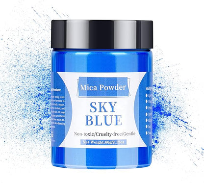Mica Powder - 60g Mica Powder for Epoxy Resin - Pearl Pigment Powder Dye for Resin/Eye Shadow/Soap Making/Nails/Bath Bombs etc. (Sky Blue)