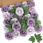AmyHomie 25pcs Real Looking Artificial Pale Lavender Roses w/Stem for DIY Wedding Bouquets Centerpieces Arrangements Party Baby Shower Home Decorations