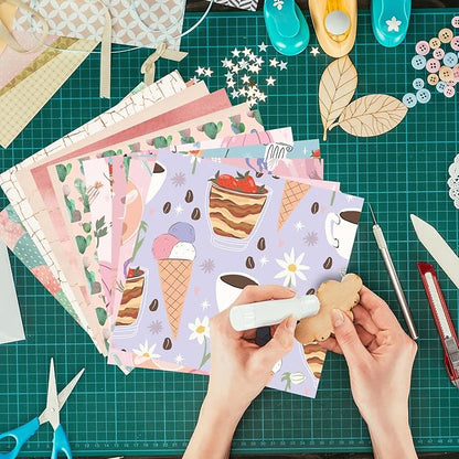 48 Sheets 24 Designs Scrapbook Paper Pad, 6"×6" Single-Sided Decopodge Craft Cardstock Paper,Scrapbooking DIY Decorative Background Cardmaking Supplies.Cactus&Cartoon
