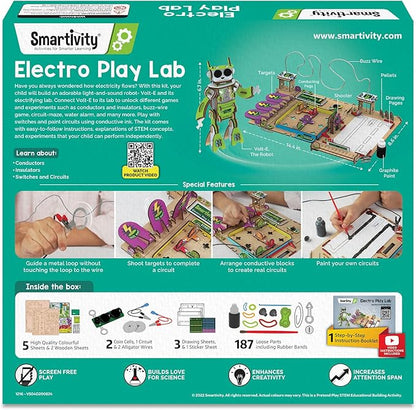 Smartivity Electro Play Lab for Kids Ages 8, 9, 10, 11, 12, 13, 14 Years Old I Electricity Kit with 9 Circuits Experiements & DIY Robot | STEM Science Project Kit | Birthday Gift for Boys & Girls
