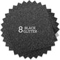Black Glitter HTV Heat Transfer Vinyl Bundle 8 sheets-12 x12 Iron on Vinyl for T Shirts Hats Clothing Compatible with Cricut Cameo Heat Press Machine