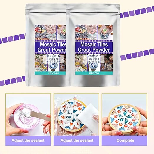 Mosaic Grout, Mosaics Tile Tools, Mosaic Tile Accessories – Essential for Handmade Grouting and Perfect for DIY Craft Projects (White, 250G)
