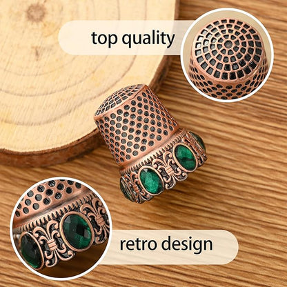 Vintage Sewing Thimble, Finger Protector Finger Shield Fingertip Thimble Sewing Quilting Craft Accessories DIY Sewing Tools (Red Copper)