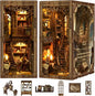 Book Nook Kits for Adult, DIY Miniature House Kit 3D Wooden Puzzles Miniature House Booknooks Dollhouse Bookend Bookshelf Insert Decor with LED Light Gift - Ancient Book Collection Room