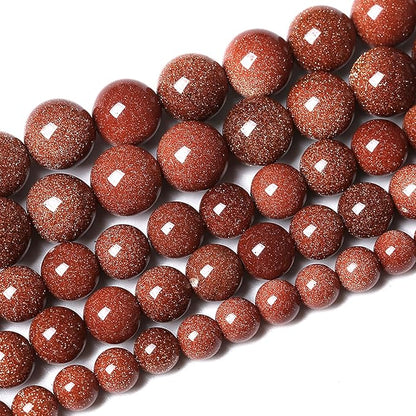 38pcs 10mm Natural Gold Sandstone Beads Gemstone Round Loose Beads for Jewelry Making DIY Bracelet Necklace 15“