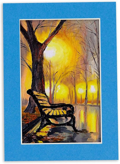 8x10 Mat Bevel Cut for 5x8 Photos - Acid Free Bay Blue Precut Matboard With Backing Board and Crystal Clear, Self Seal Photo Mat Bag - For Pictures, Photos, Framing - 4-ply Thickness