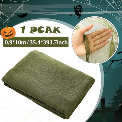 Boao Halloween Cheese cloth 35.43 x 393.7 Inch Military Green Cheesecloth Roll for Crafts Large Cotton Muslin Gauze Fabric for Halloween Outdoor & Indoor Spooky Decoration