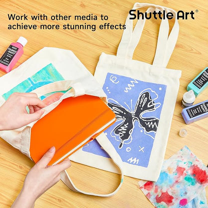 Fabric Paint, Shuttle Art 30 Colors Permanent Soft Fabric Paint in Bottles (60ml/2oz) with Brushes, Palette, Stencils, Non-Toxic Textile Paint for T-shirts, Shoes, Jeans, Bags, DIY Projects&Art Crafts