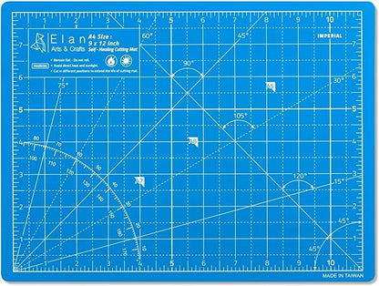 Elan Cutting Mat A4 Blue, Self Healing Cutting Mat 9x12 Inch, 5-Ply Craft Board Blue, Hobby Board for Crafts 9x12 Inch