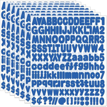 Alphabet Stickers, 1''Inch 12 Sheets Blue Letter Stickers Self-Adhesive Vinyl for Mailbox Numbers, Bulletin Boards & Home Decor