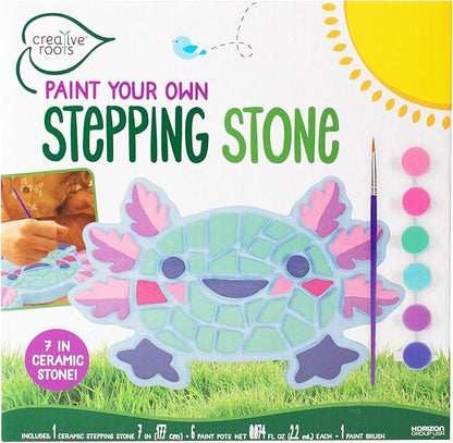 Creative Roots Axolotl Stepping Stone Kit, 7-Inch Paintable Ceramic Stepping Stone, Includes 6 Acrylic Paints, Kids Crafts, Ages 8+