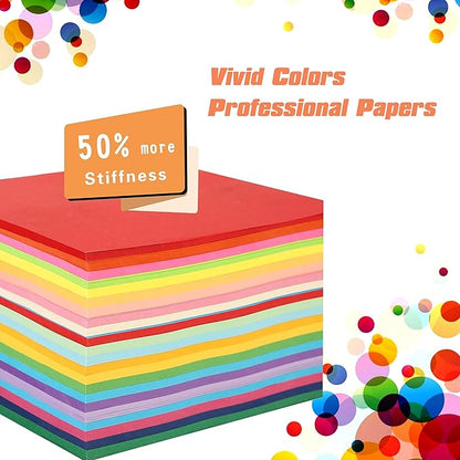 BUBU Origami Paper Kit 1000 Sheets 6 Inch Square Double Sided Color 20 Vivid Colors for Beginners Trainning and School Craft Lessons
