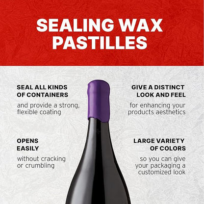 Blended Waxes, Inc. Bottle Sealing Wax, Pastille Wax Seal Beads For Wine, Beer, and Liquor Bottle Sealing, Seals Between 25-30 Bottles, 1 lb, Purple