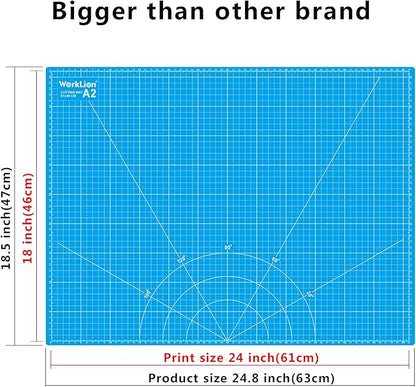 WORKLION 18'' x 24'' Large Self Healing PVC Cutting Mat, Double Sided, Gridded Rotary Cutting Board for Craft, Fabric, Quilting, Sewing, Scrapbooking - Art Project…