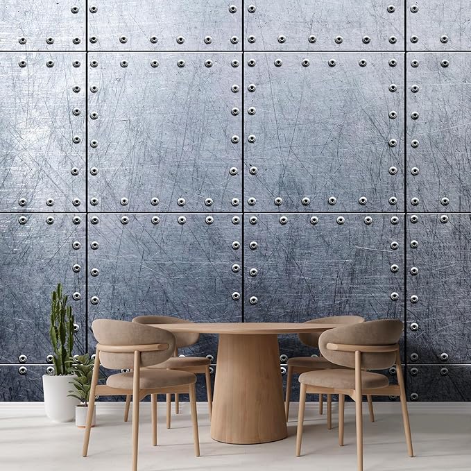wall26 Wall Sticker/Wall Mural Metal Background, Not Peel and Stick, Non-Woven Wallpaper Decorative for Bedroom, Living Room, Office - 120x120 inches