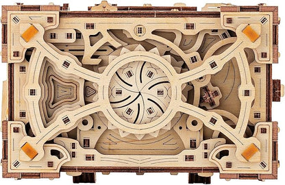 Wood Trick Enigma Chest Lock Puzzle Box Wooden 3D Puzzles for Adults to Build - Engineering DIY Project Mechanical Model Kits for Adults Wooden Models