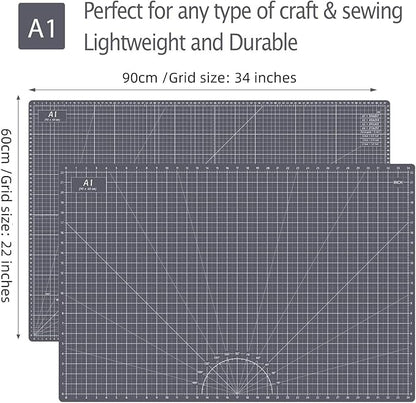 Headley Tools Thickened 24 x 36 Inch Self Healing Cutting Mat, Durable A1 Double Sided 5-Layer Craft Cutting Board for Fabric, Quilting, Sewing, Hobby, Scrapbooking, Arts and Crafts Project, Dark Gray