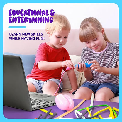 Balloon Animal Twisting Kit with Pump for Kids - Boy & Girl Christmas Gift - Birthday Gifts for Girls and Boys - Arts and Crafts for Kid Ages 8-12 - 6 7 8 9 10 11 12 Year Old - Animals Balloons