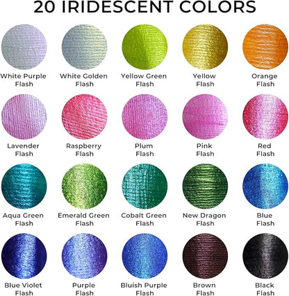 ARTME Iridescent Acrylic Paint Set, 20 Chameleon Colors in 2 oz/60ml Bottles, Color-shifting Acrylic Paint Perfect for Artists, Beginners on Canvas, Rocks, Wood, Fabric, Ceramic